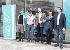 The previous deans handing over to the new ones (from left to right): Prof. Dr.-Ing. Maren Heinemann, Prof. Dr.-Ing. Andreas Jahr, Prof. Dr.-Ing. Walter Müller, Prof. Dr.-Ing. habil. Martin Ruess, Prof. Dr.-Ing. Matthias Neef. 