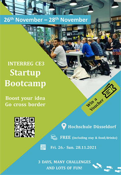 Flyer of the CE3 Startup Bootcamp in November 2021