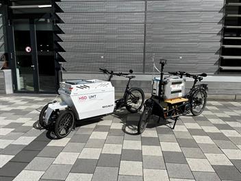 Mit Messtechnik ausgestattetes Lastenfahrrad zur mobilen Erfassung von Luftschadstoffen während der Radtouren.